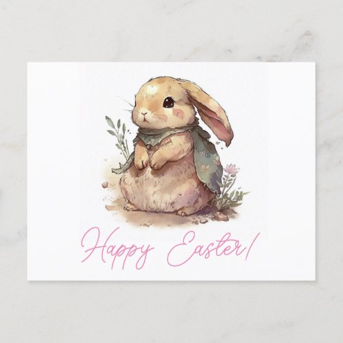 Cute Bunny Happy Easter Postcard