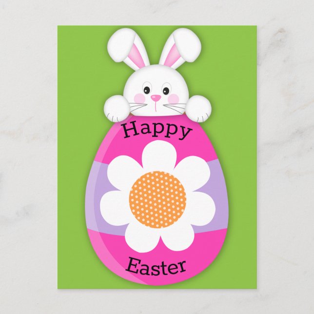 Cute Bunny Happy Easter Postcard (Front)