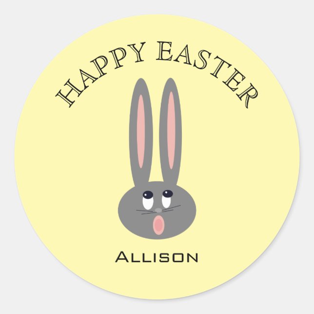 Cute Bunny Happy Easter Stickers (Front)