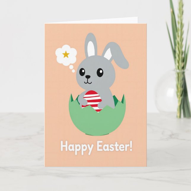 Cute Bunny Happy Springtime Card (Front)