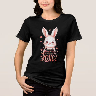 Cute Bunny Happy Valentine’s Day Gift for Her Tri-Blend Shirt
