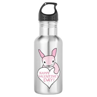Cute Bunny Happy Valentine's Day Stainless Steel Water Bottle