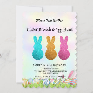 Cute bunny hare hunting egg Happy Easter day Party Invitation