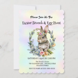 Cute bunny hare hunting egg Happy Easter day Party Invitation