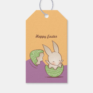 Cute Bunny hatching, Green Easter Egg Gift Tags