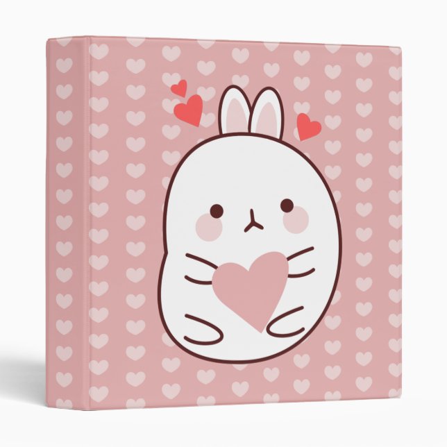 Cute Bunny Heart 3 Ring Binder (Front/Spine)