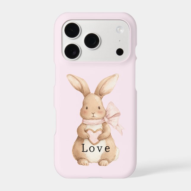 Cute Bunny Heart Bow Love Iphone Case (Back)