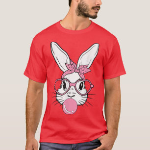 Cute Bunny Heart Glasses Bubblegum for Women Kids T-Shirt