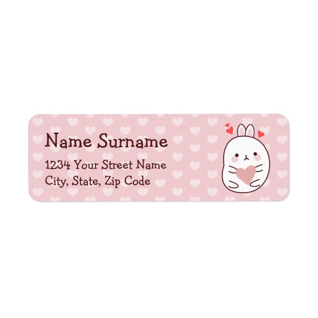 Cute Bunny Heart  Label (Front)
