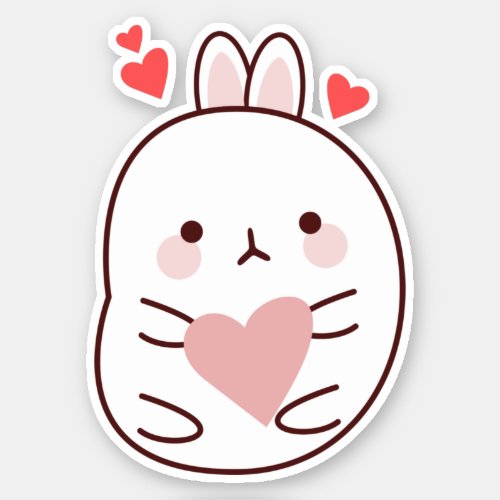 Cute Bunny Heart   Sticker