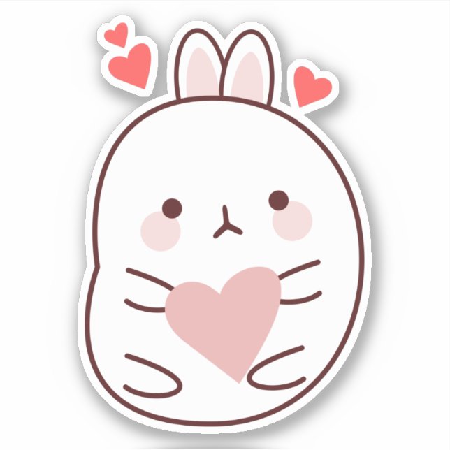 Cute Bunny Heart   Sticker (Front)
