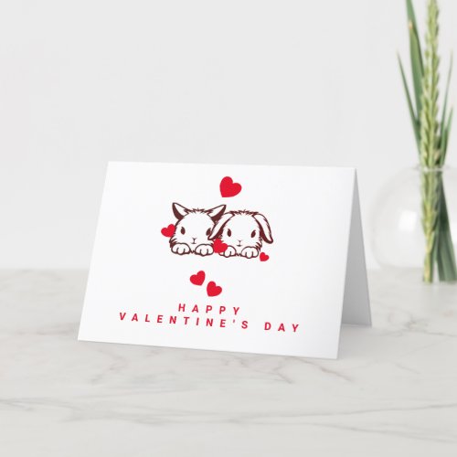 Cute Bunny Heart Valentines Day Card