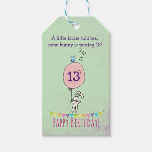 Cute Bunny Holding a Balloon Birthday Gift Tags