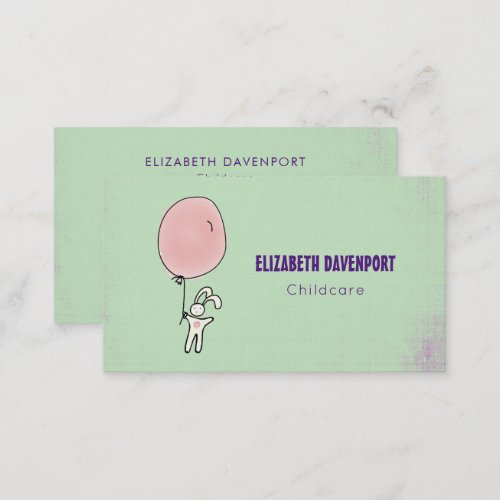 Cute Bunny Holding a Balloon Business Card