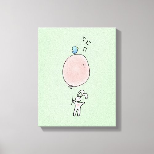 Cute Bunny Holding a Balloon Canvas Print