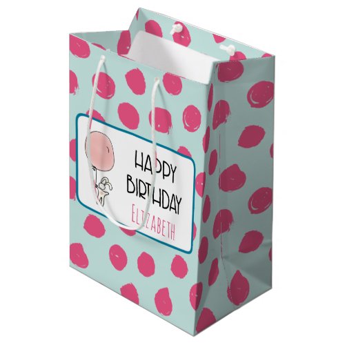 Cute Bunny Holding a Balloon Happy Birthday Medium Gift Bag