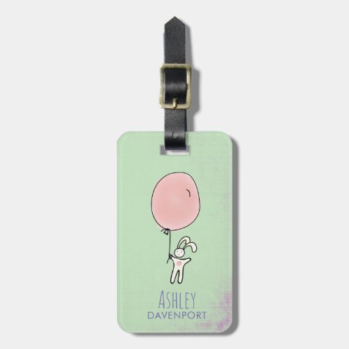 Cute Bunny Holding a Balloon Luggage Tag