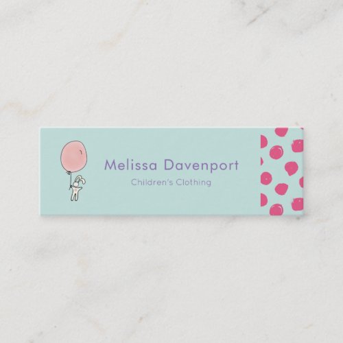 Cute Bunny Holding a Balloon Mini Business Card