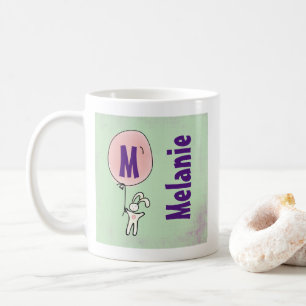 Cute Bunny Holding a Balloon Monogram Coffee Mug