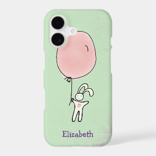 Cute Bunny Holding a Balloon Personalized iPhone 17 Case