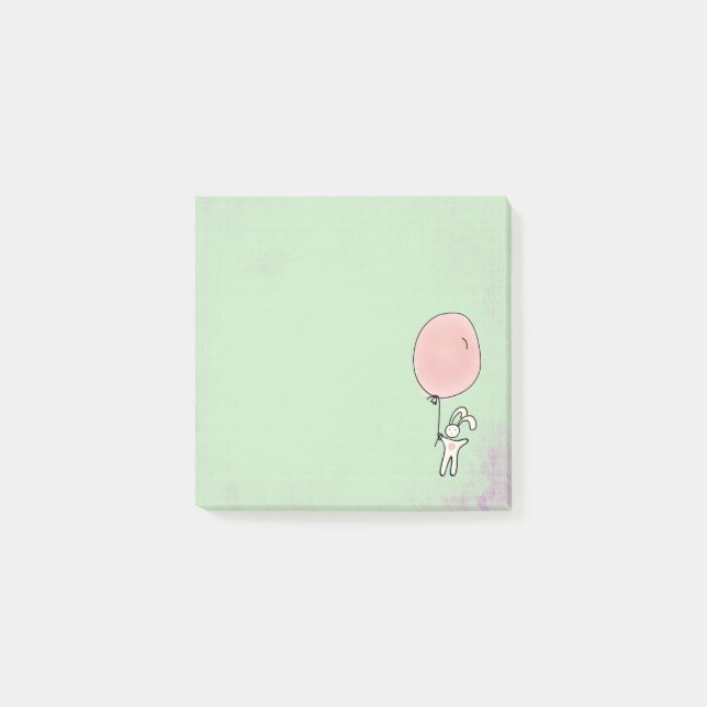 Cute Bunny Holding a Balloon Post-it Notes (Front)