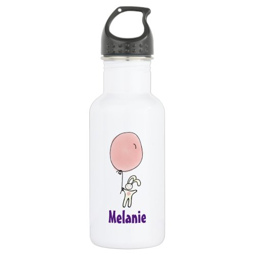 Cute Bunny Holding a Balloon Stainless Steel Water Bottle