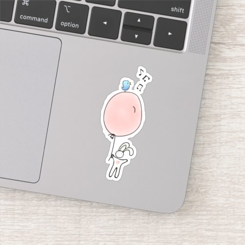 Cute Bunny Holding a Balloon Sticker