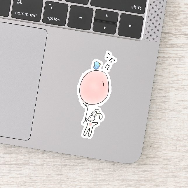 Cute Bunny Holding a Balloon Sticker (Detail)