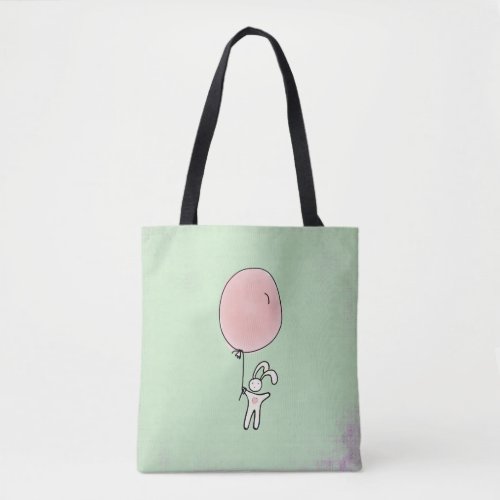 Cute Bunny Holding a Balloon Tote Bag