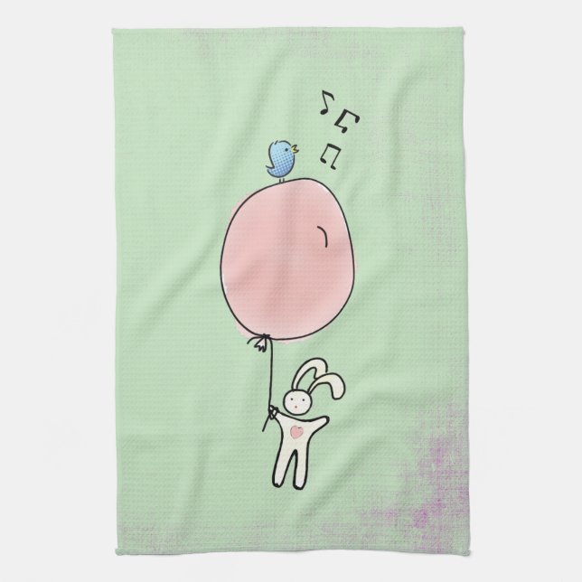 Cute Bunny Holding a Balloon Towel (Vertical)