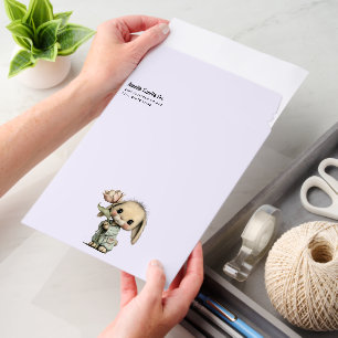 Cute Bunny Holding a Tulip Address Envelope Mailers
