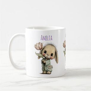 Cute Bunny Holding a Tulip Coffee Mug