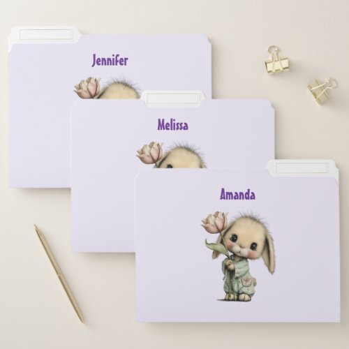 Cute Bunny Holding a Tulip File Folder