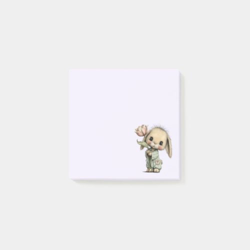Cute Bunny Holding a Tulip Post-it Notes