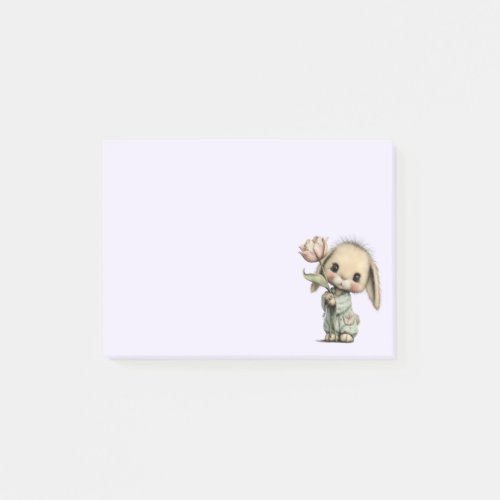 Cute Bunny Holding a Tulip Post-it Notes