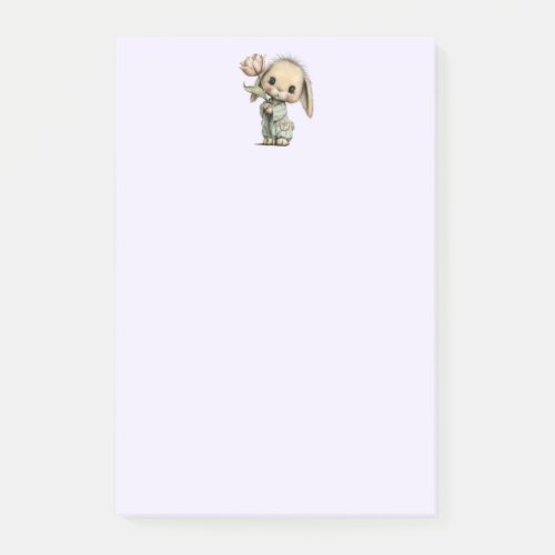 Cute Bunny Holding a Tulip Post-it Notes