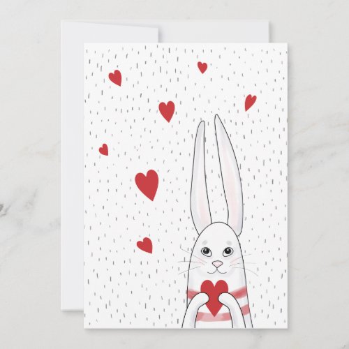 Cute bunny holding heart holiday card