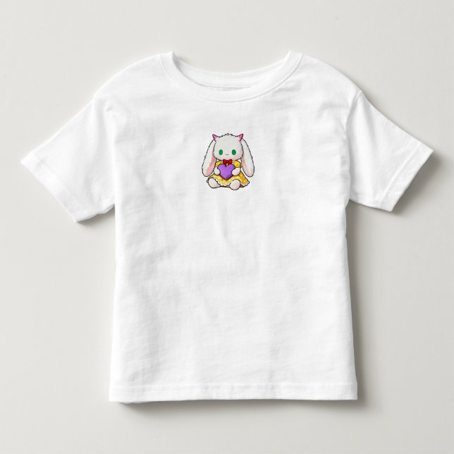 Cute Bunny Holding Heart Kids T-Shirt (Front)