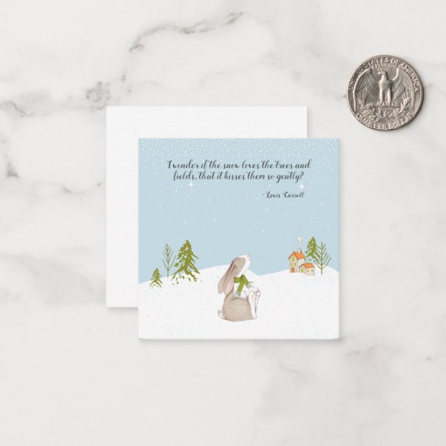 Cute Bunny Holiday Note Card (Front/Back In Situ)
