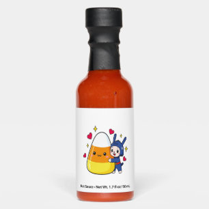 Cute Bunny Hugging Candy Corn Hot Sauces
