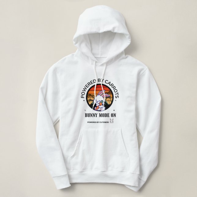 Cute Bunny Hugging Carrot Retro Sunset T-Shirt  Hoodie (Design Front)