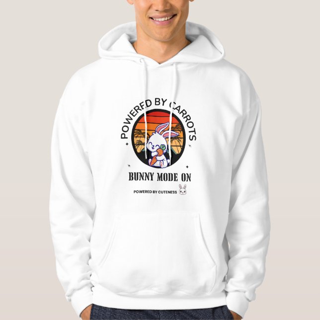 Cute Bunny Hugging Carrot Retro Sunset T-Shirt  Hoodie (Front)