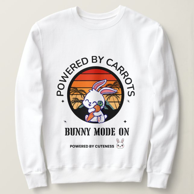 Cute Bunny Hugging Carrot Retro Sunset T-Shirt  Sweatshirt (Design Front)