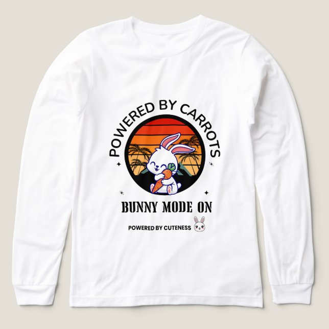 Cute Bunny Hugging Carrot Retro Sunset T-Shirt  Tri-Blend Shirt (Design Front)