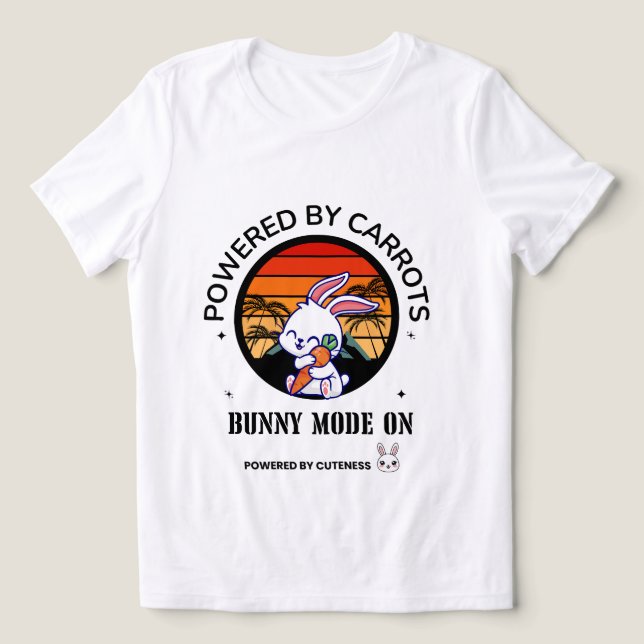 Cute Bunny Hugging Carrot Retro Sunset T-Shirt  Tri-Blend Shirt (Design Front)