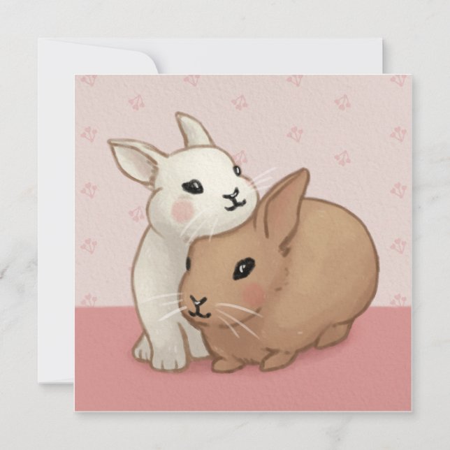 Cute Bunny Illustration Invitation (Front)