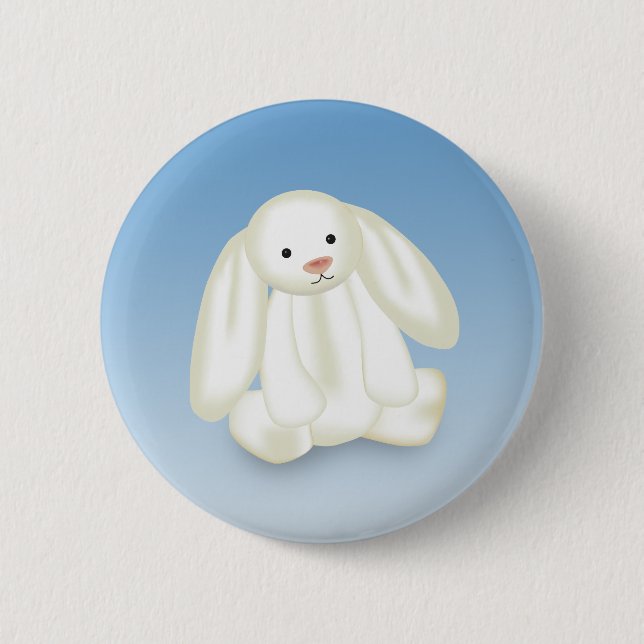 Cute Bunny Illustration Pinback Button (Front)
