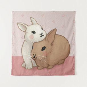 Cute Bunny Illustration Tapestry