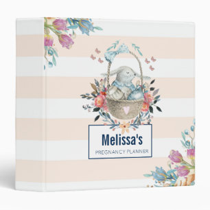 Cute Bunny in a basket with Eggs & Pretty Flowers 3 Ring Binder