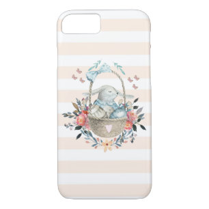 Cute Bunny in a basket with Eggs & Pretty Flowers iPhone 8/7 Case
